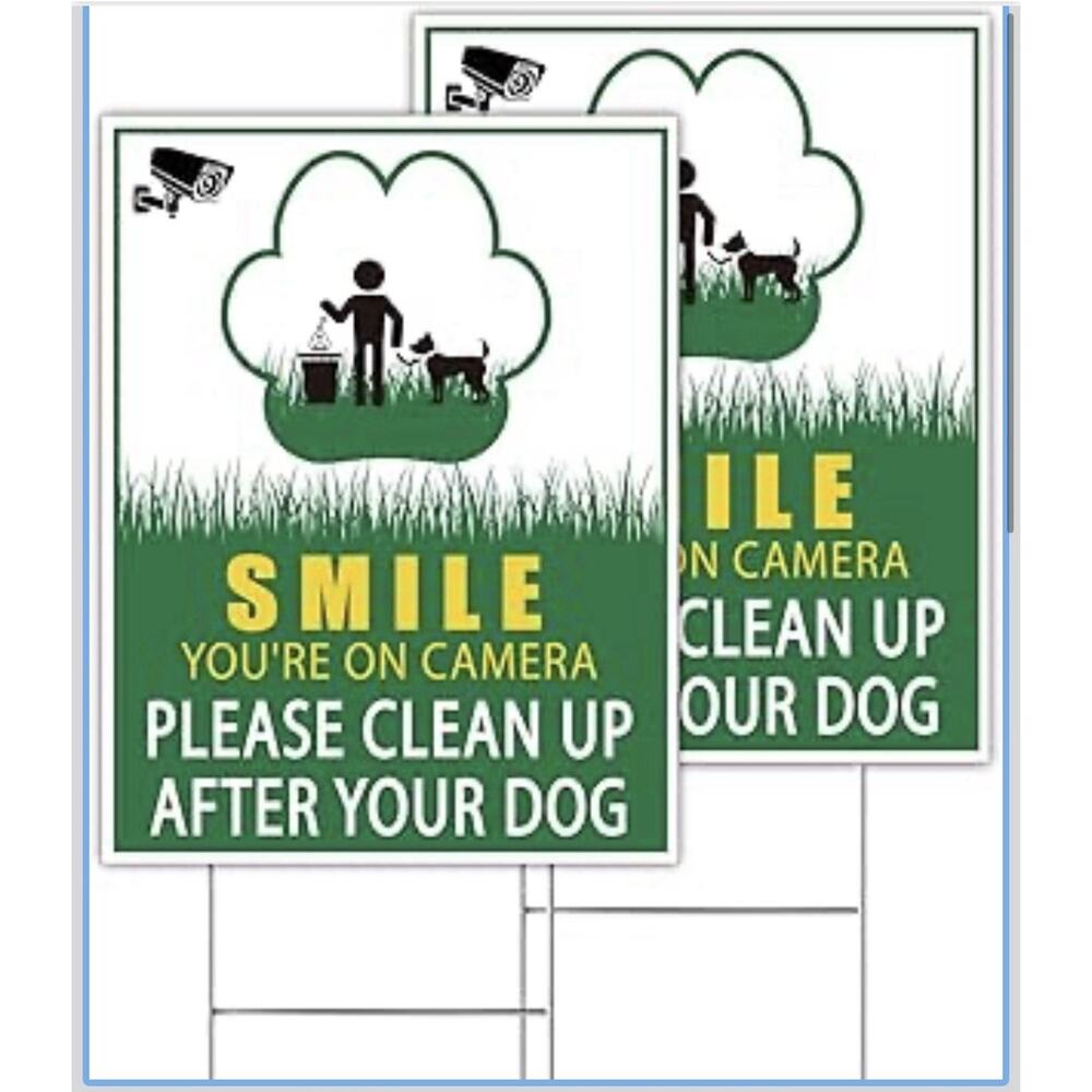 Smile, You’re on Camera! Dog Poop Signs - 2-Pack, Long-lasting & Weatherproof